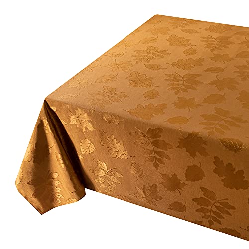 Image of Benson Mills Harvest Legacy Damask Fabric Table Cloth Fall, Harvest, and Thanksgiving Tablecloth (Amber-Bronze, 52 inch x 52 inch Square)