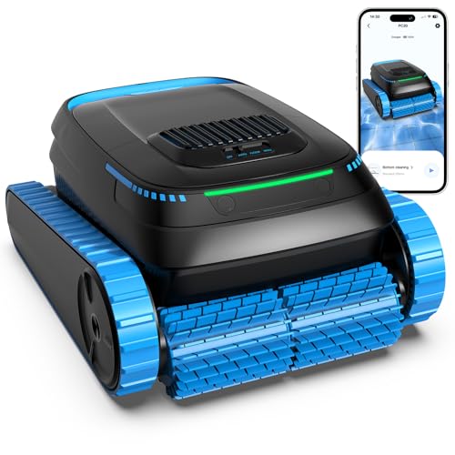 Image of Cordless Robotic Pool Cleaner, Pool Vacuum Robot for Inground & Above Ground Pools, 5000GPH Suction, Smart Navigation for Floor /Wall /Waterline, 150μm Filter, App Support, Self-Parking