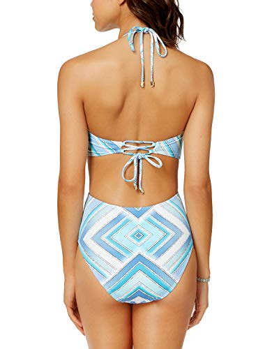 Bar Iii_ Printed Plunge Cutout Monokini One Piece Swimsuit, Blue Multi Xs #TOP1