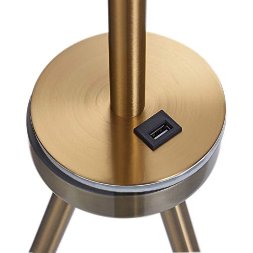 Versanora Myra Modern Reading Tripod Floor Lamp Standing Light with USB Port and Glass Table White Shade Black Finish by Teamson Home - Image 8