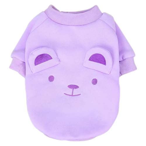 Image of Purple Cute Dog Sweater Soft Winter Clothes for Small Dogs, XL | Classic Purple Knit Pullover, Fall Winter Outfit, Elastic Cuffs, Holiday Party Matching, Machine Washable Sweatshirt for Pets