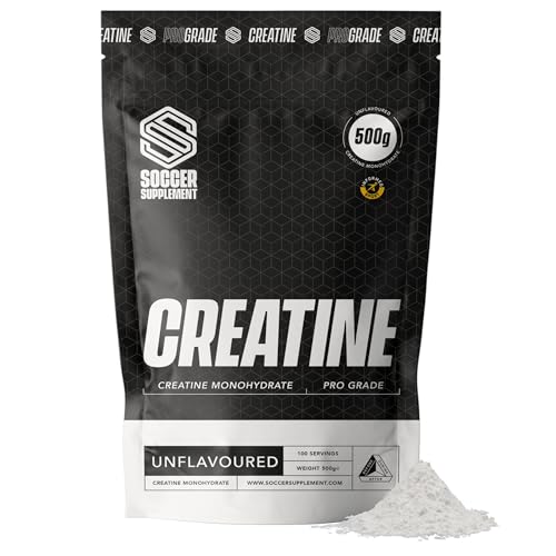 Soccer Supplement Creatine Monohydrate Powder - Pure Creatine for Muscle Growth, Strength & Recovery, Informed Sport Tested - 500g Unflavoured Bulk Bag