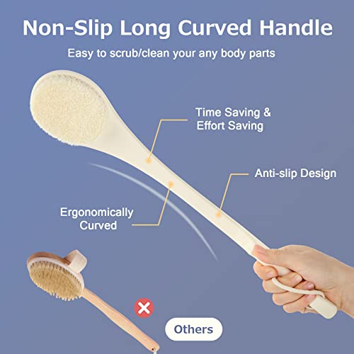 Exfoliating Shower Brush, Bath Body Brush, Never Mold Back Brush Long Handle For Shower, 17 Inches Dry Brushing Body Brush Or Wet Brush With Moderate Bristles (17 '' Cream White) #TOP3