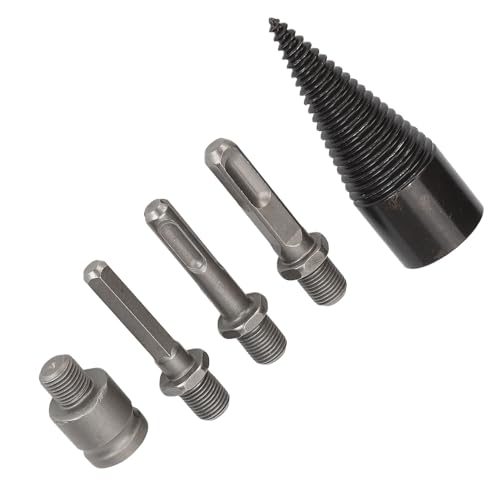 Ensemble de 5 forets fendeurs de bûches de bois de chauffage, forets de fendage de bois pour fendre rapidement et facilement le bois de chauffage, multifonctionnel pour chêne, hickory, noyer (32 mm)