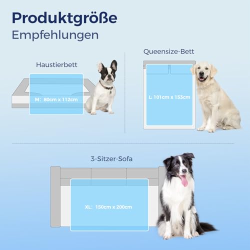 Rywell Kühldecke für Hunde und Katzen, 101x153 cm – selbstkühlende Matte mit Arc-Chill-Technologie (Q-Max 0.5), wasserabweisend & maschinenwaschbar, schützt Sofa und Bett – Grau