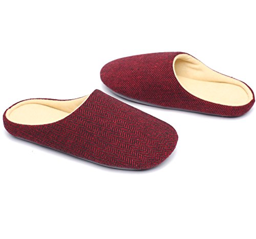 ofoot Mens & Womens Cotton Fabric Terry Lining Memory Foam Slip On House Slippers3