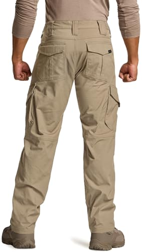 Image of CQR Men's Flex Ripstop Tactical Pants, Water Resistant Stretch Cargo Pants, Lightweight EDC Hiking Work Pants