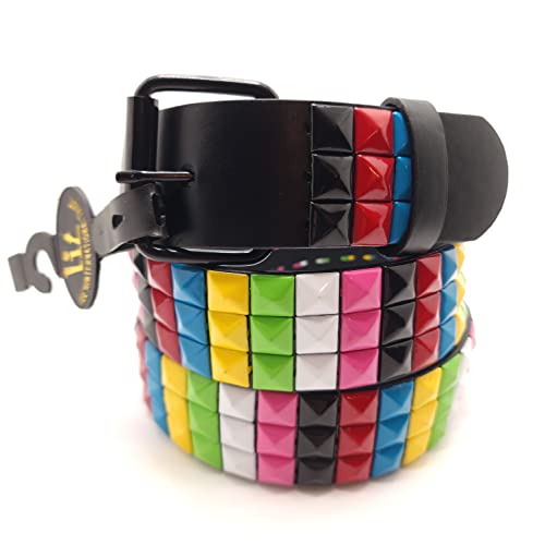 Multi-Color Studded Belt Rainbow Punk