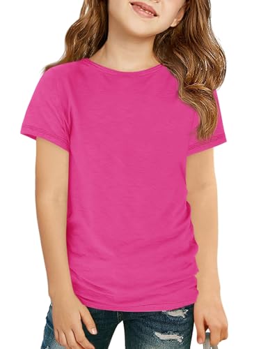 Image of Haloumoning Girls Short Sleeve T Shirts Kids Summer Crewneck Tops | Casual Clothes , Crewneck Tees,5-14 Years