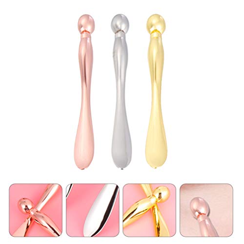 Minkissy 3 Peças de Metal Olho Creme Aplicador Vara Massageador Facial Ferramenta de Massagem Olho V