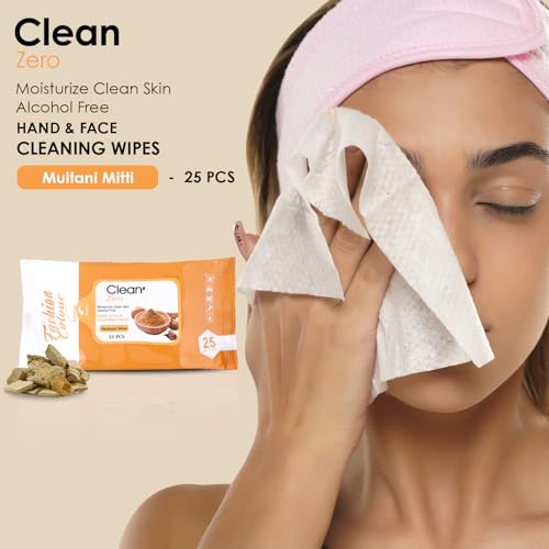 Image of Fashion Colour Platinum Clean It Zero Hand and Face Cleaning Wipes, 25 Wipes, Wet Wipes for Face, Hydrating, Refreshing, Soothing (25N, Multani Mitti) Pack of 3