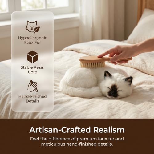 lilizzhoumax Realistic Sleeping Ragdoll Cat Plush Toy, 21cm Cute Simulated Kitten Figurine with Resin Craft, Soft Fluffy Stuffed Animal, for Kids & Cat Lovers — photo 4