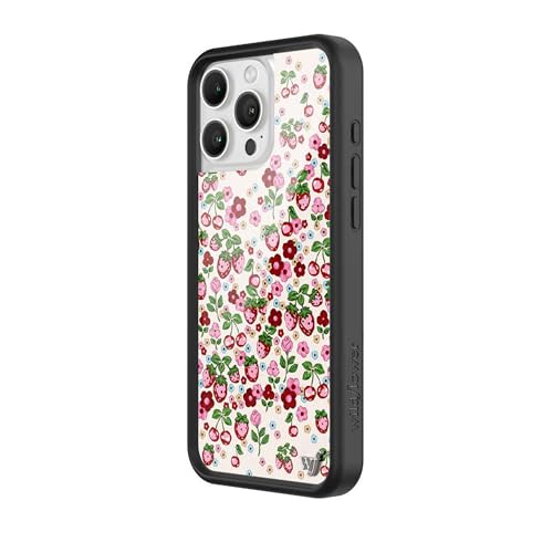 Image of Wildflower Cases - Compatible with iPhone 16 Pro Max | Protective Black Bumper, 6.5ft Drop Test Certified, Women Owned Small Business | Fruit Cherries Strawberry Floral Cute Trendy | Berry World