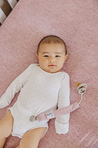Image of Copper Pearl 3-Pack Pacifier Holders: Premium Knit Binky Clips for Baby Girls and Boys - Stylish Stainless Steel Design for Secure No-Drop Attachment - Lacie