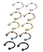 ORAZIO 10Pcs 16G Stainless Steel Nose Ring Hoop Horseshoe Septum Body Ear Piercing 5 Mixed Colors 8mm