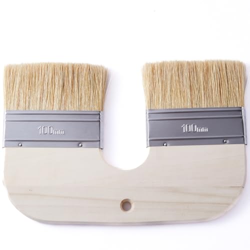 Limewash Paint Brush Natural Bristle 4 Inch Wide U-Shaped Double Brush for Limewash on Brick and Interior Walls