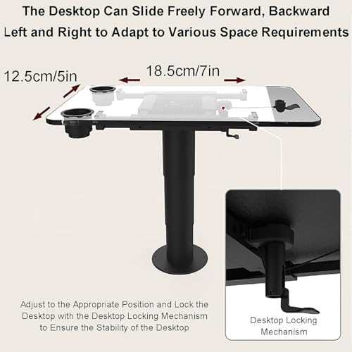 Adjustable RV Dinette Table with Retractable Aluminum Stand, Two Cup Slots, Perfect for Boats & Caravans – Natural Finish, Space-Saving Design