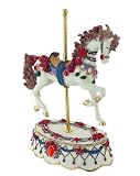 Caja de música / caja musical en forma de caballo de carrusel decorada con pedrería, flores y guirnaldas con mecanismo musical de resorte de 18 notas - Canción del toreador - Carmen (Georges Bizet)