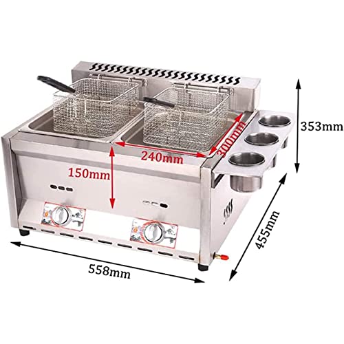 Multifunktions-Gas-Fritteuse,gewerbliche professionelle Fritteuse,freistehende Temperaturregelung,einstellbare Feuerkraft,mit Körben und Deckel,für Pommes Donuts,Fisch – Bild 3
