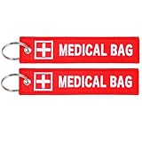 Falzqq 2 Pack Medical Bag Tag Double-Sided Medical Equipment Luggage Tag Device Luggage Tags Keychain for Travel Bag Purse Backpacks, Red