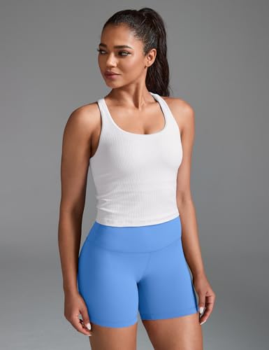 Image of HeyNuts Zeal Bras Longline Ribbed Medium Support Sports Bras, Crisscross Back Tank Tops with Removable Pads A-D Cups