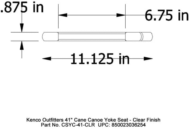 Kenco Outfitters Canoe Yoke Seat, 41 Inch, Solid Ash Wood, Clear Finish, Natural