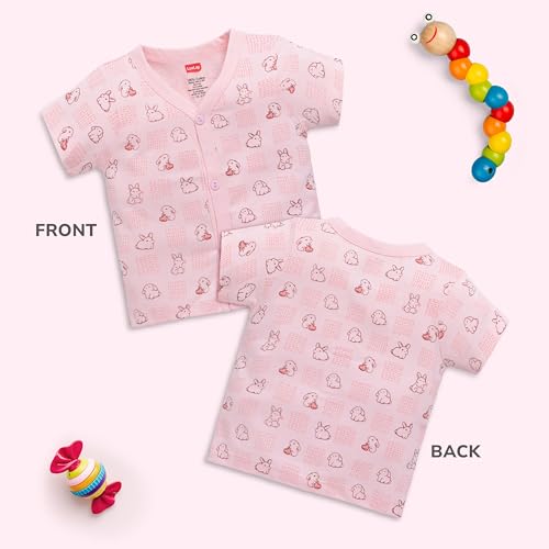 Image of LuvLap Baby Girls Regular Fit 100% Cotton Half Sleeves Girls Jhabla Shirt Pack of 4