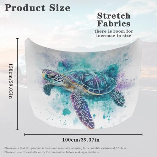 Image of Turtle St. Patrick's Car Hood Cover Stretch Polyester Fabric Cover Car Hood Cover Protector Easy Installation Removable Automotive Accessories St. Patrick's Decoration Gifits