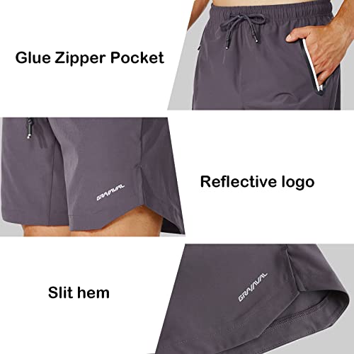 Gramval Men's Workout Shorts, Fitted Weightlifting Bodybuilding Moisture Wicking Shorts With Zipper Pocket Graphite #TOP3