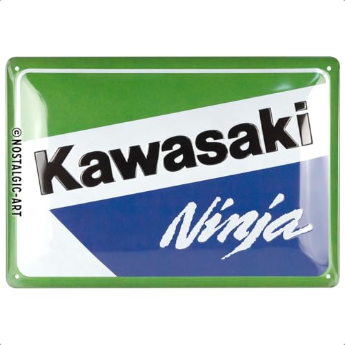 Nostalgic-Art Retro Blechschild, 20 x 30 cm, Kawasaki – Ninja – Geschenk-Idee für Biker, Original Lizenzprodukt (OLP), aus Metall, Werkstatt-Deko im Vintage Design, Blechschilder Sprüche