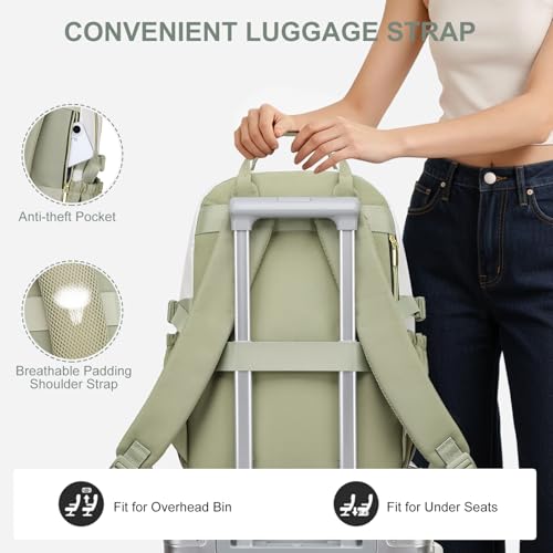 Mochila para portátil mujer 15.6 pulg beige verde miniatura 5