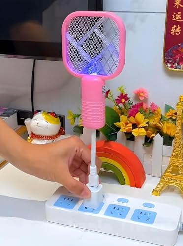 Image of WBD Creation 2 in 1 Mini Mosquito Racket Kill Bat USB Rechargeable Portable Bug Zapper Electric Fly Swatter Safe for Indoor Outdoor Use Multifunctional Lamp (Multicolor) (Pack of 1 Pcs)
