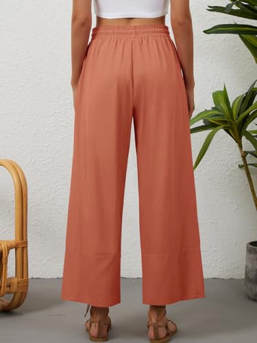 50% Off Womens Cotton Linen Wide Leg Pants with Pockets - Image 5