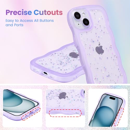 Coque iPhone 14 silicone transparent paillette violette coque de protection - 6