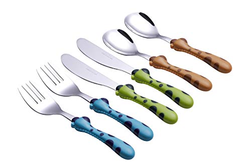 Miniatura 2 de Exzact Cubertería Infantil 6 Pieza Para Niños De Acero Inoxidable - 2 X Cena Cuchillo, 2 X Cena Tenedor, 2 X Cena Cuchar Jirafa X 6