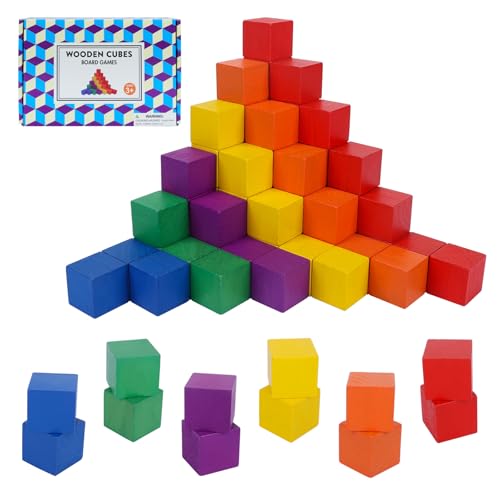 108 Pack 1 Inch Wooden Blocks, 6 Colors STEM Math Sorting Toys, Wood Building & Stacking Blocks for Toddlers, Classroom Learning Wooden Cube Blocks, Creative Play & DIY Craft for Kids Ages 3+