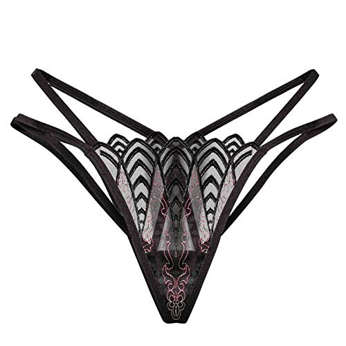 Genérico Lencería Lentejuelas Thong Ropa interior Pants Thong Bragas Mujeres Sexy Briefs Encaje Señoras Lencería Soporte Garganta, Le Noir, Talla única