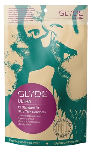 GLYDE Ultra Thin Premium Condoms - 12-Count Standard Fit/Extra Sensitive : The #1 Natural Condom in Australia