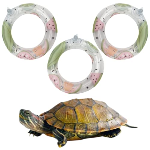 Image of 3 Pack Inflatable Turtle Floating Platform Toy Small Animal Floaties Swimming Ring Basking Rest Dock for Turtle Tortoise