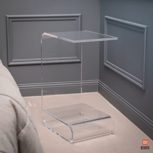 Acrylic End Table GShaped End Tables for Living Room Transparent Small Side Table, Clear
