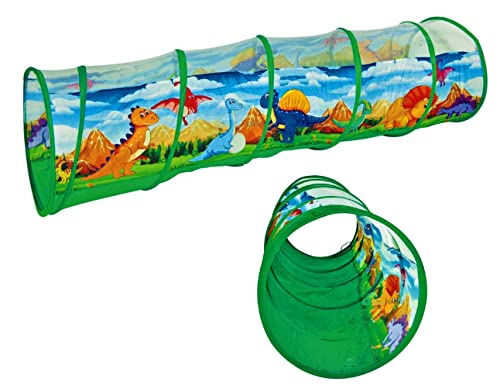 FunBlast Dinosaur Tunnel Tent for Kids-6 Feet Long Pop Up Tunnel Tent for Kids,Foldable Indoor&Outdoor Tunnel for Toddlers,Girls&Boys,Pop-Up Activity Toys&Games ( Multicolor), 1 Tent House Theme