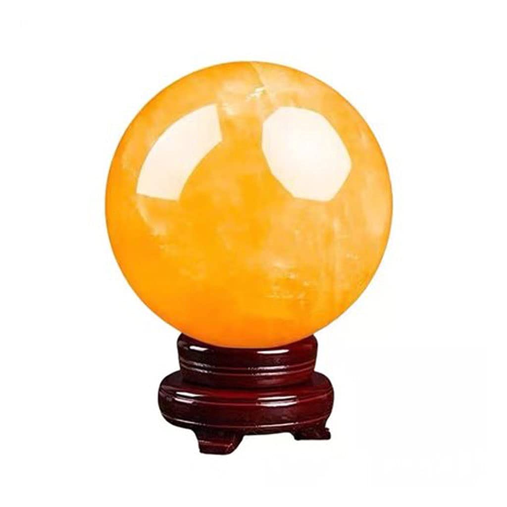 Boule de cristal jaune decorative feng shui pour salon et bureau sphere citrine naturelle 8cm