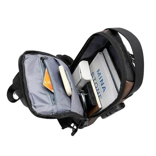 Image of USB Chest Bag Anti Theft Crossbody Sling Backpack with USB Charging Port, Waterproof Travel Chest Pack for Men & Women, Casual Daypack for Daily Use