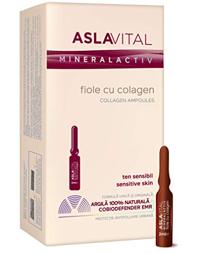 Aslavital - Ampollas con colágeno y arcilla 100% natural, indicadas para pieles sensibles, 10 ampollas x 2 ml