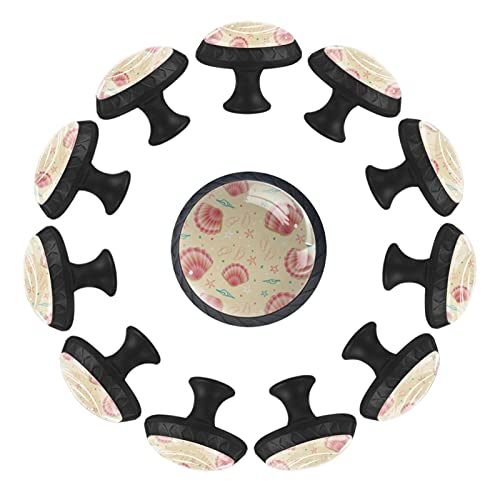 Boutons de tiroir coquillage rose 35mm poignées meuble commode lot 12 - 2