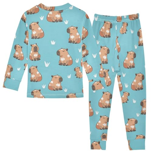 Pajama Sets Long Sleeve Cute Brown Animals Pattern Soft Comfy Sleepwear 2 Piece PJS 3-8T3