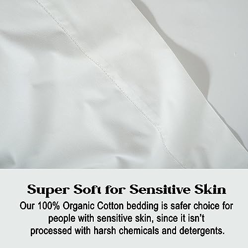 Lane Linen 100% Organic Cotton Pure White Full Sheets Set 4-Piece Long Staple Percale Weave Bedding For Bed Breathable Fits Mattress Upto 15" Deep #TOP5