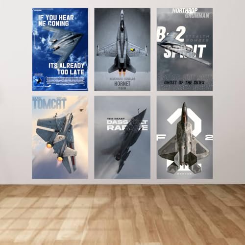 Image of Military Aircraft Collection Wall Poster Set of 6 | A4 Size 29.7 x 21 cm, 300 GSM Premium Art Print