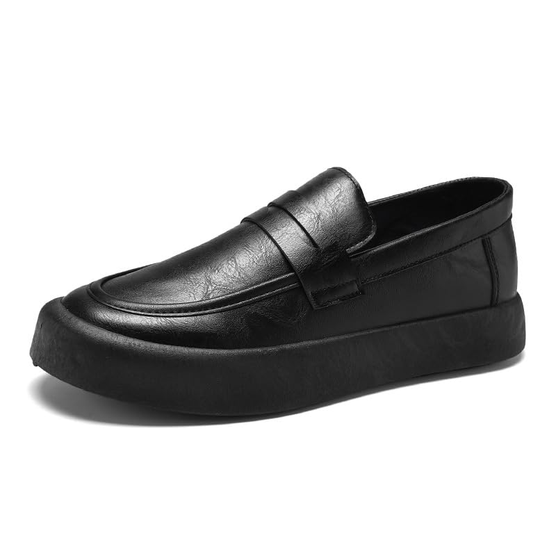 Large-Size Men's Casual Shoes - Fashionable Leather Shoes, with Thick Sole Design, Suitable for Daily Life or Work.