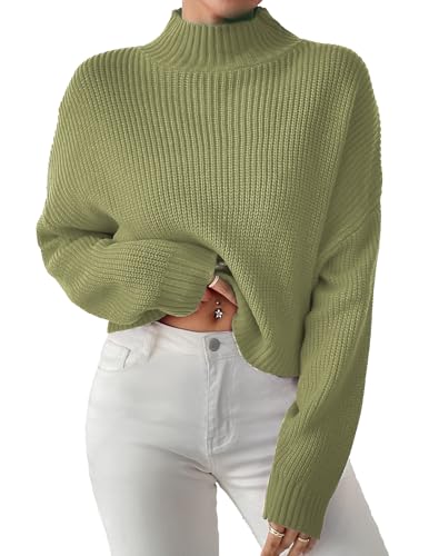 Image of Libsorge Womens Cute Lightweight Turtleneck Ultra Cropped Sweaters Spring 2025 Ribbed Knit Crop Thin Pullover Sweater